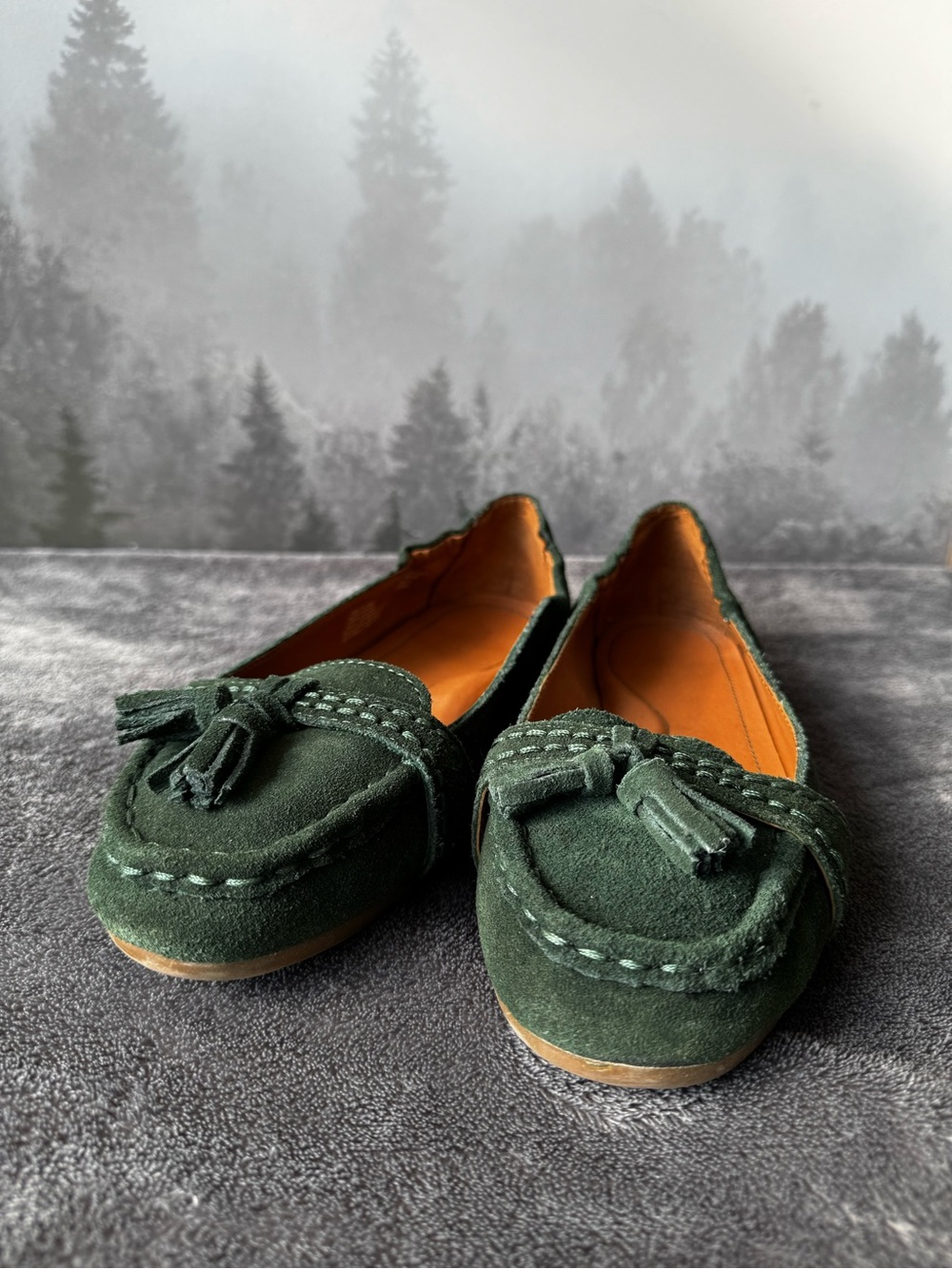 Sonoma Forest Green Suede Tassel Loafers